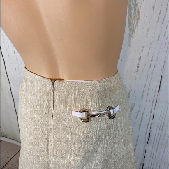 Molly B. 2 Tone Skirt Linen Size 8 Metal Bit zipper Back Lined Tweed - Picture 3 of 8